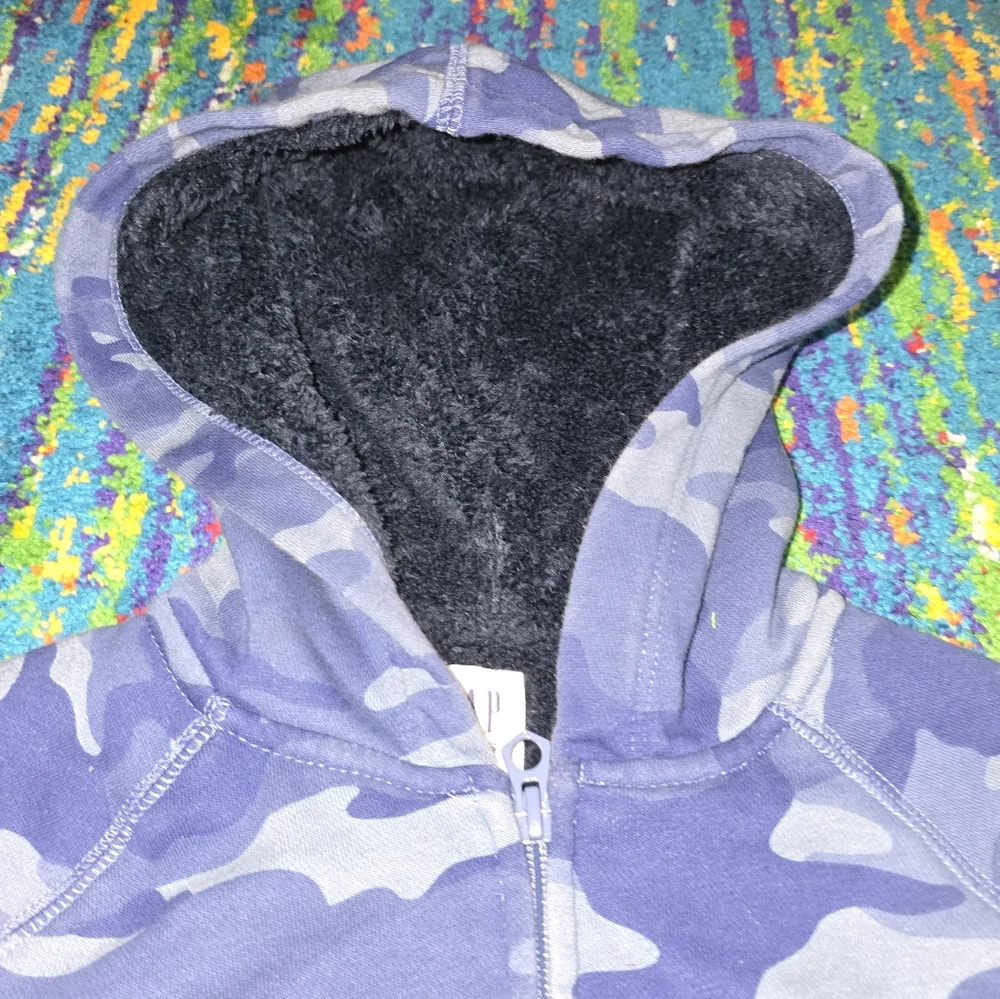 NWOT GAP Kids Size MD Blue Camo Zipup‎ Hoodie Fleece Lined
